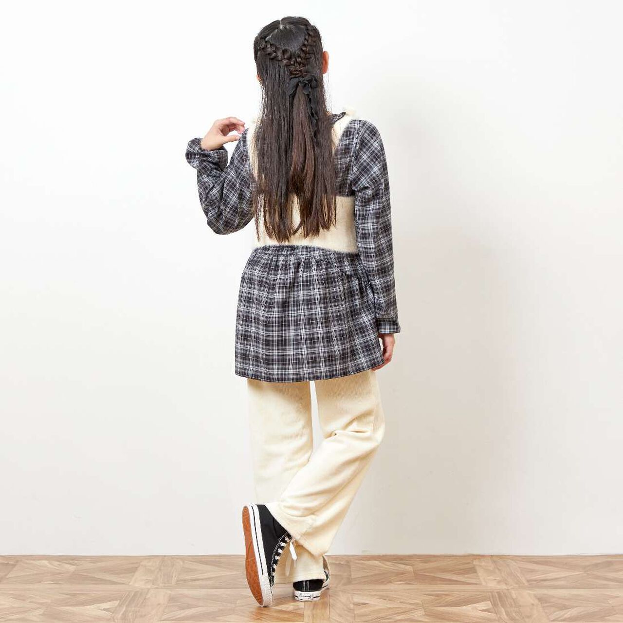 Troislapins Knit Vest & Tunic Set (140-160),Black, large image number 6