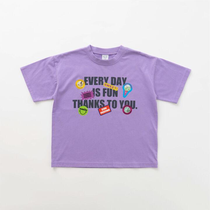 [31 Ice Cream] Wide Silhouette Sticker-Style Print Short-Sleeve T-Shirt,Purple, medium image number 10