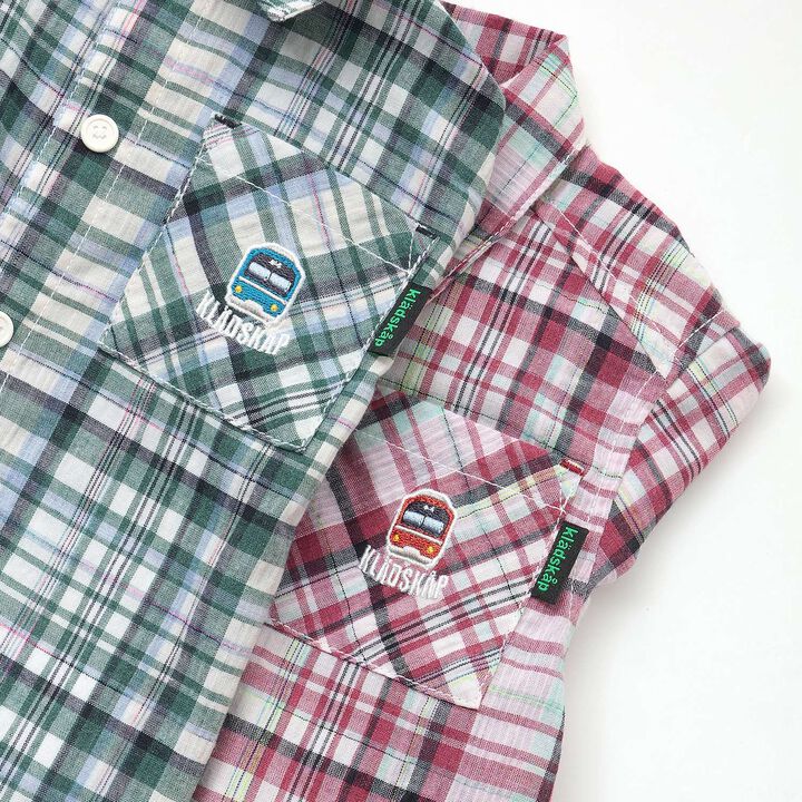 Train One-Point Checkered Short-Sleeve Shirt,Red, medium image number 3