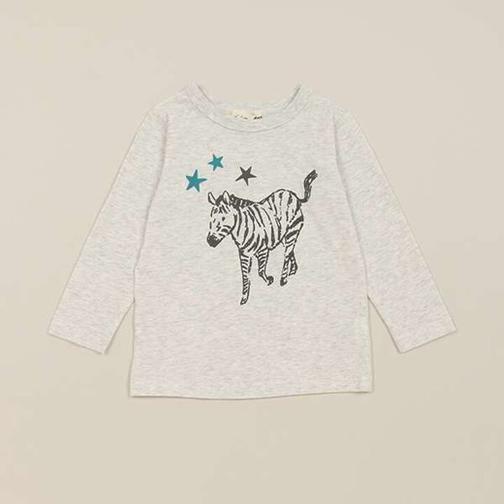 Animal Motif Long-Sleeve T-Shirt,Light gray, medium image number 0