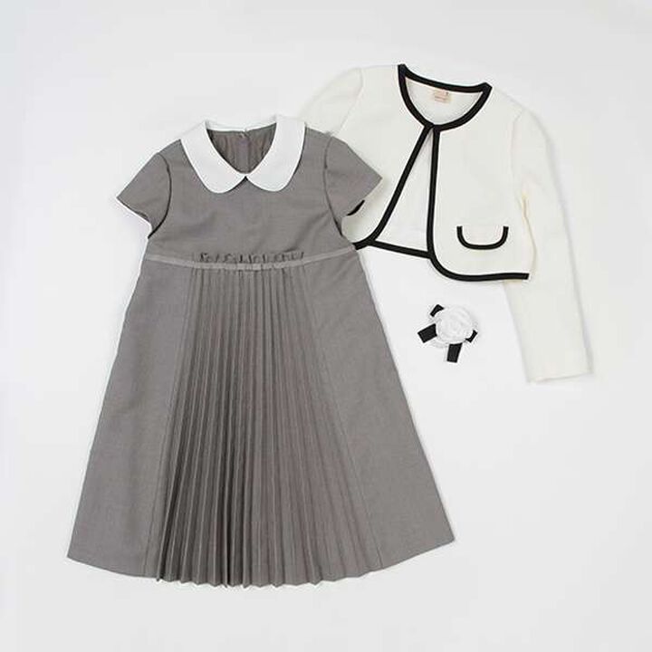 Pleated Dress & Piping Jacket Set,Navy, medium image number 13