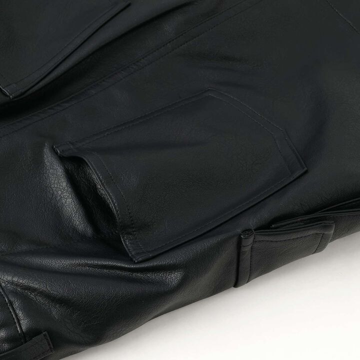 [LTXC] Faux Leather Cargo Mini Skirt,Black, medium image number 13