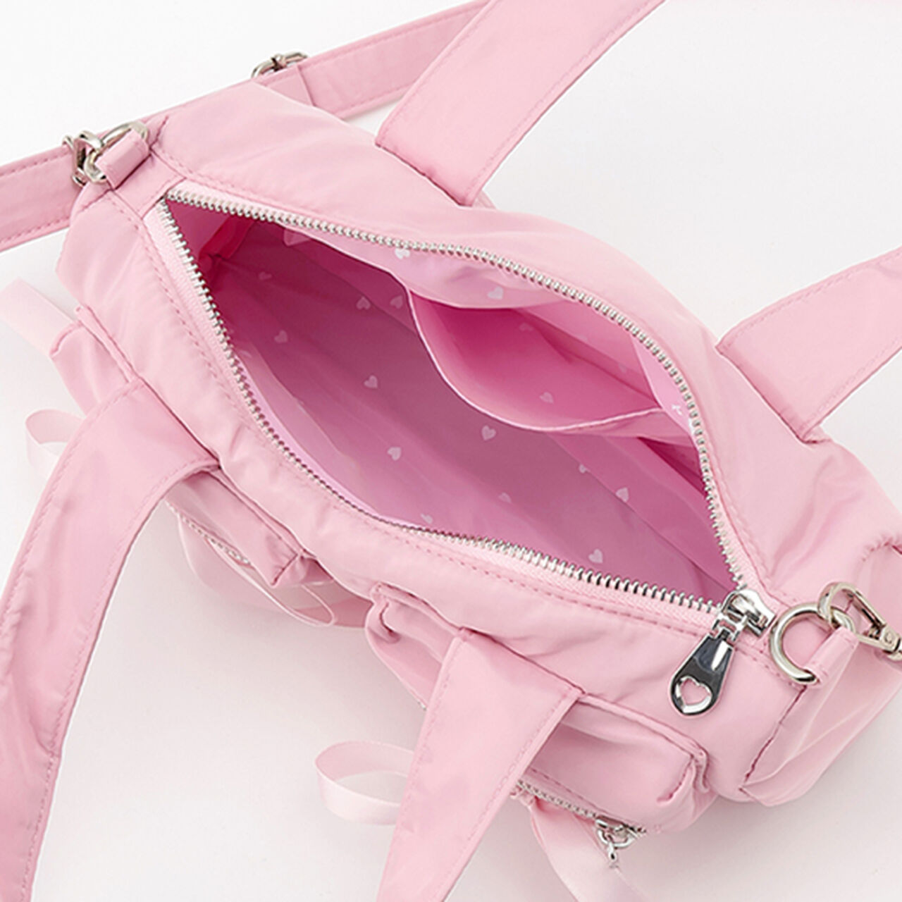 Double Pocket Ribbon Boston Bag,Light pink, large image number 11