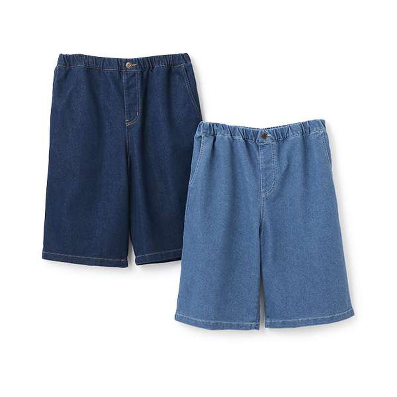 Cool Sensation Denim Easy Half Pants,Deep blue, large image number 8