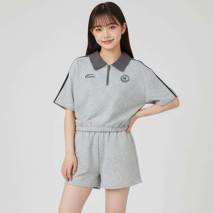 Milky Coast Half-Zip Sleeve Line Outfit Set,, medium