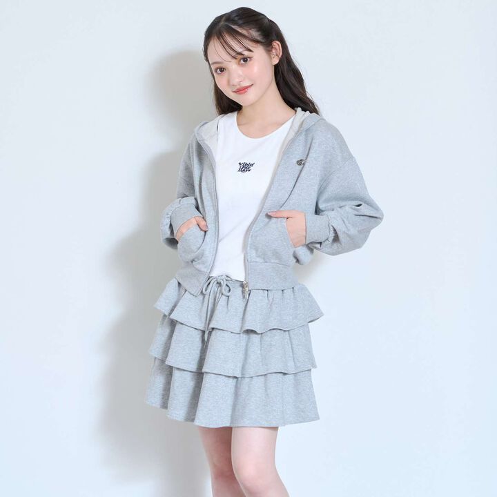 [LTXC] 閃光布雙拉鍊連帽外套層次設計套裝,灰色, medium image number 4