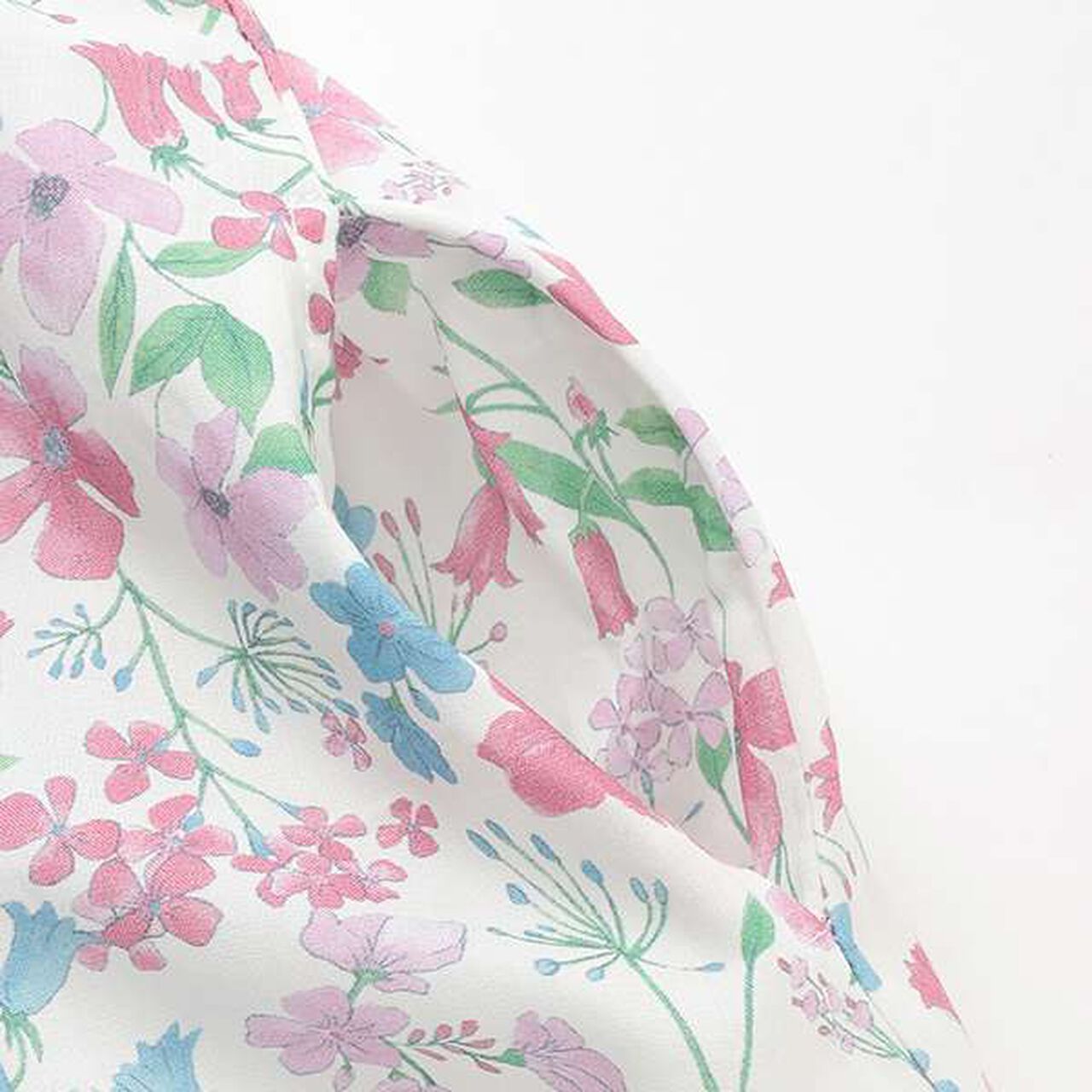 Floral Pattern Balloon One-Piece Dress,Blue, large image number 8