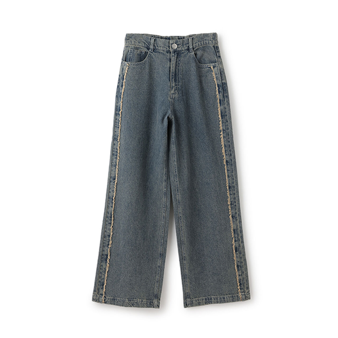 Fringe Denim Pants,Navy, large image number 10
