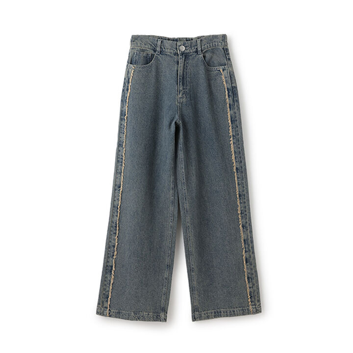 Fringe Denim Pants,Navy, medium image number 10