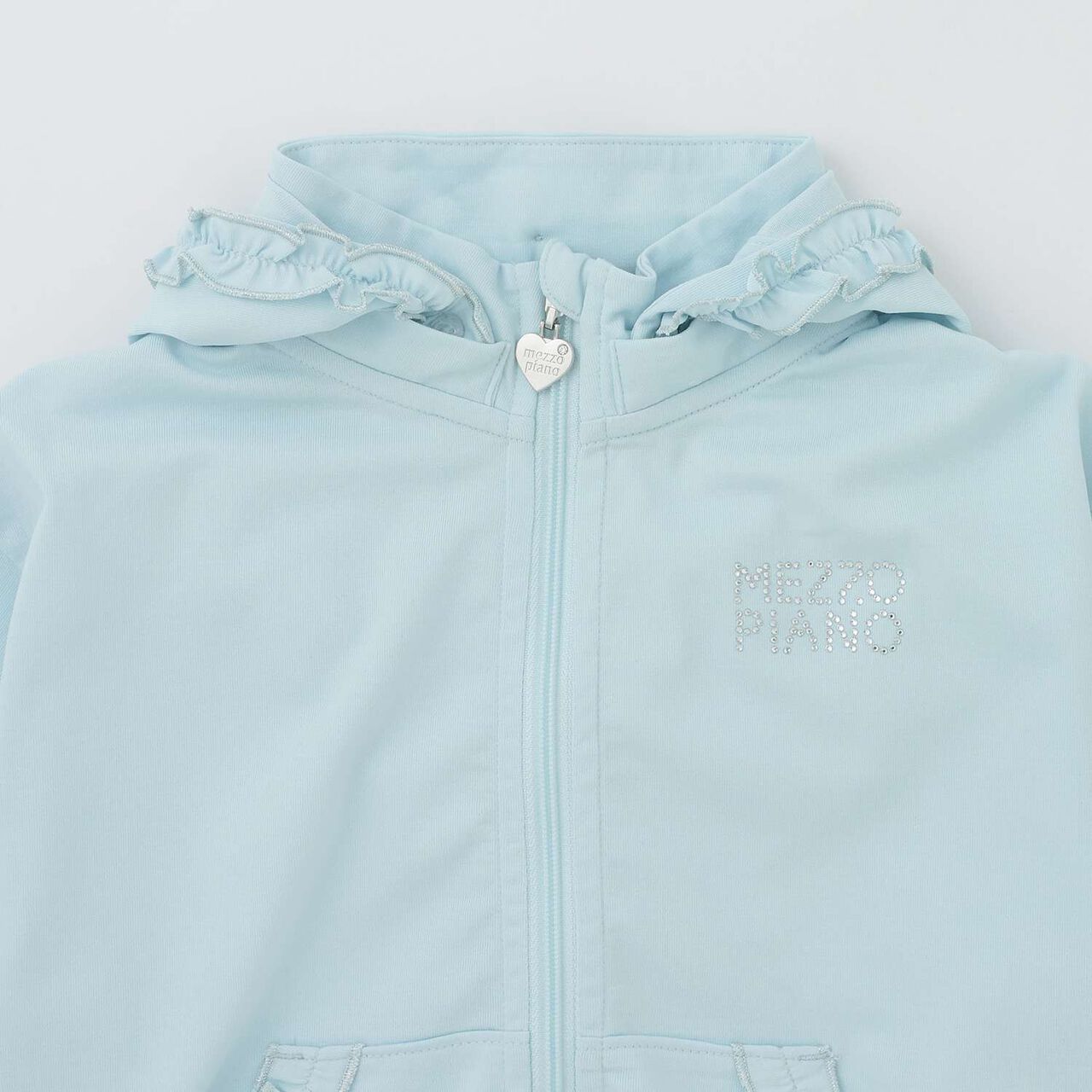 Heat Shielding Frill Zip Parka,Blue gray, large image number 2