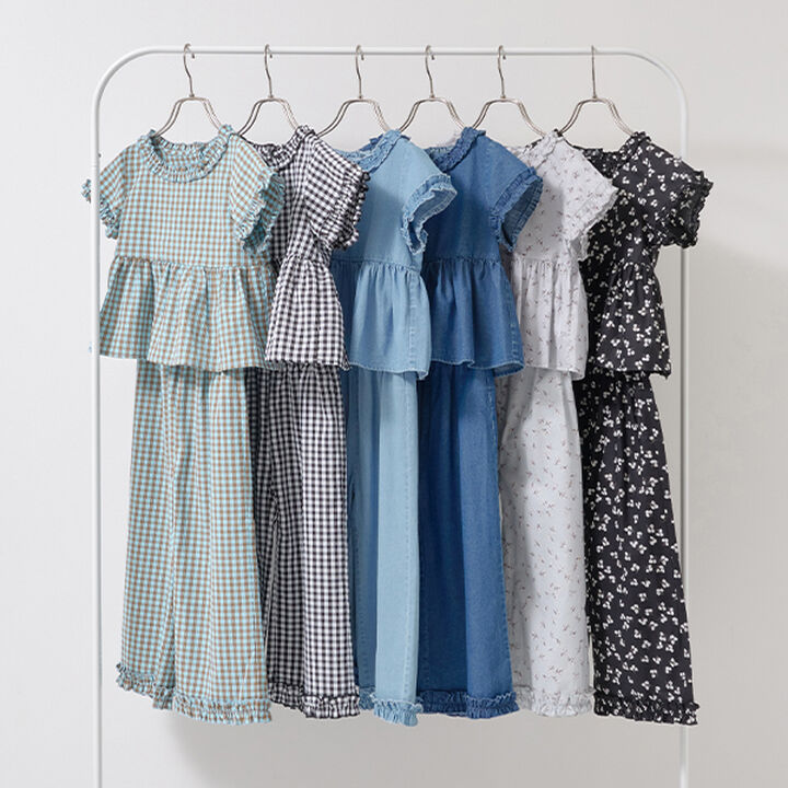 Frill Blouse & Frill Wide Pants Outfit Set,Black, medium image number 1