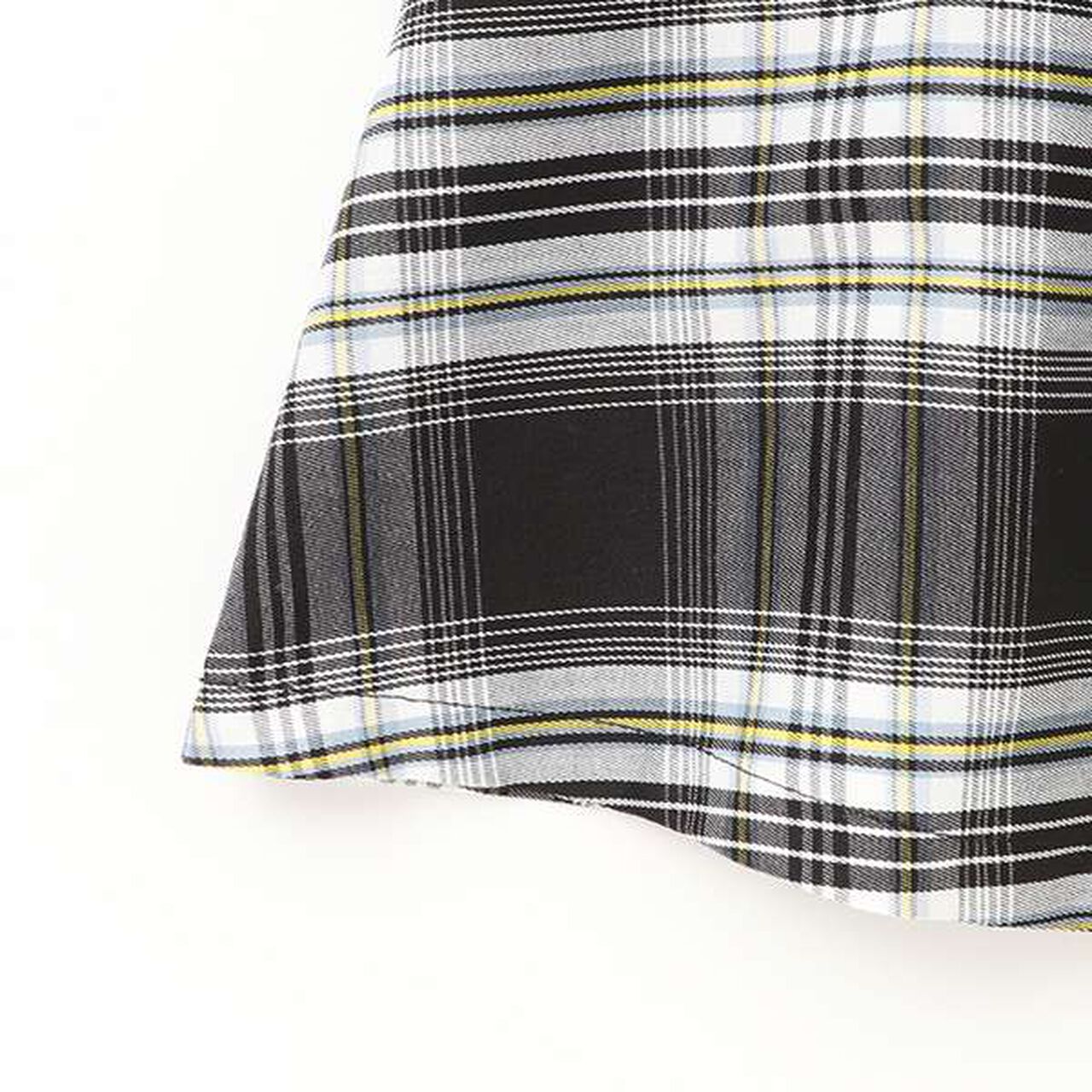 Check Docking Sleeve Frill One-Piece Dress,Black, large image number 7