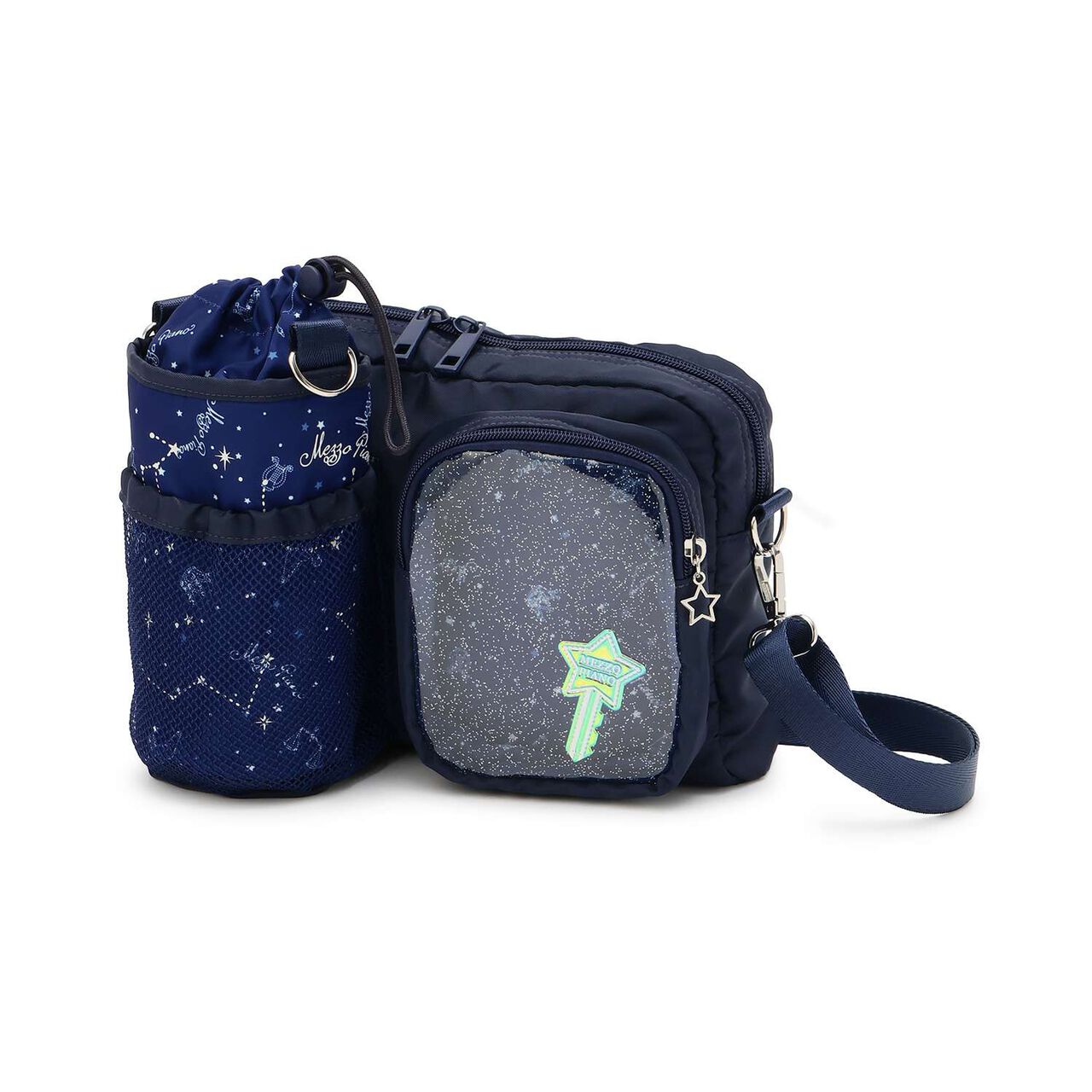 Glow-in-the-Dark Print Shoulder Bag with Bottle Holder,Lavender, large image number 8