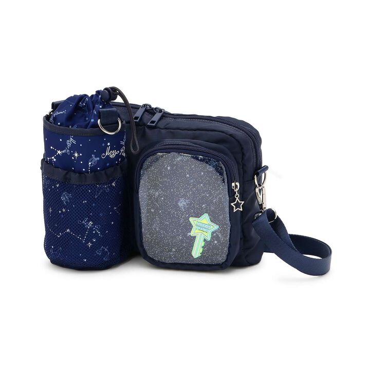 Glow-in-the-Dark Print Shoulder Bag with Bottle Holder,Lavender, medium image number 8