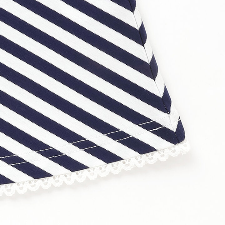 Necklace Embroidery Stripe Pattern One-Piece Dress,Navy, medium image number 3
