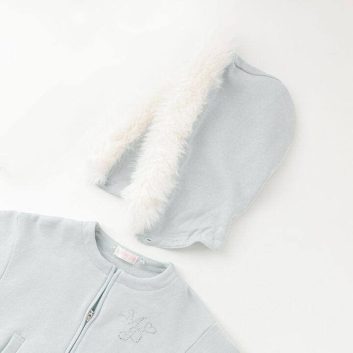 Lame Fleece Faux Fur Hooded Zip Parka,Mint, medium image number 3