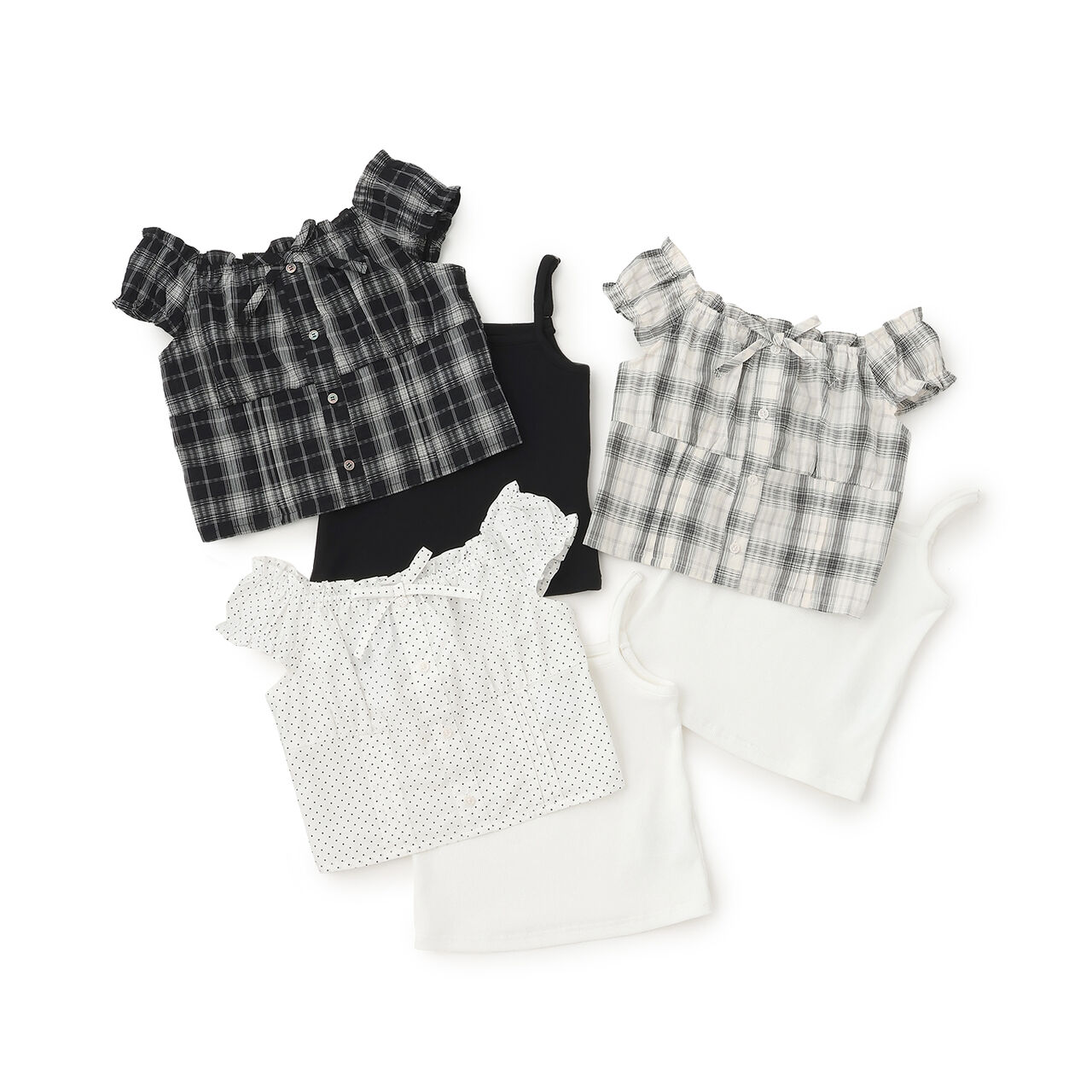 [With Inner Lining] Off-Shoulder Blouse Set,Multi color, large image number 12
