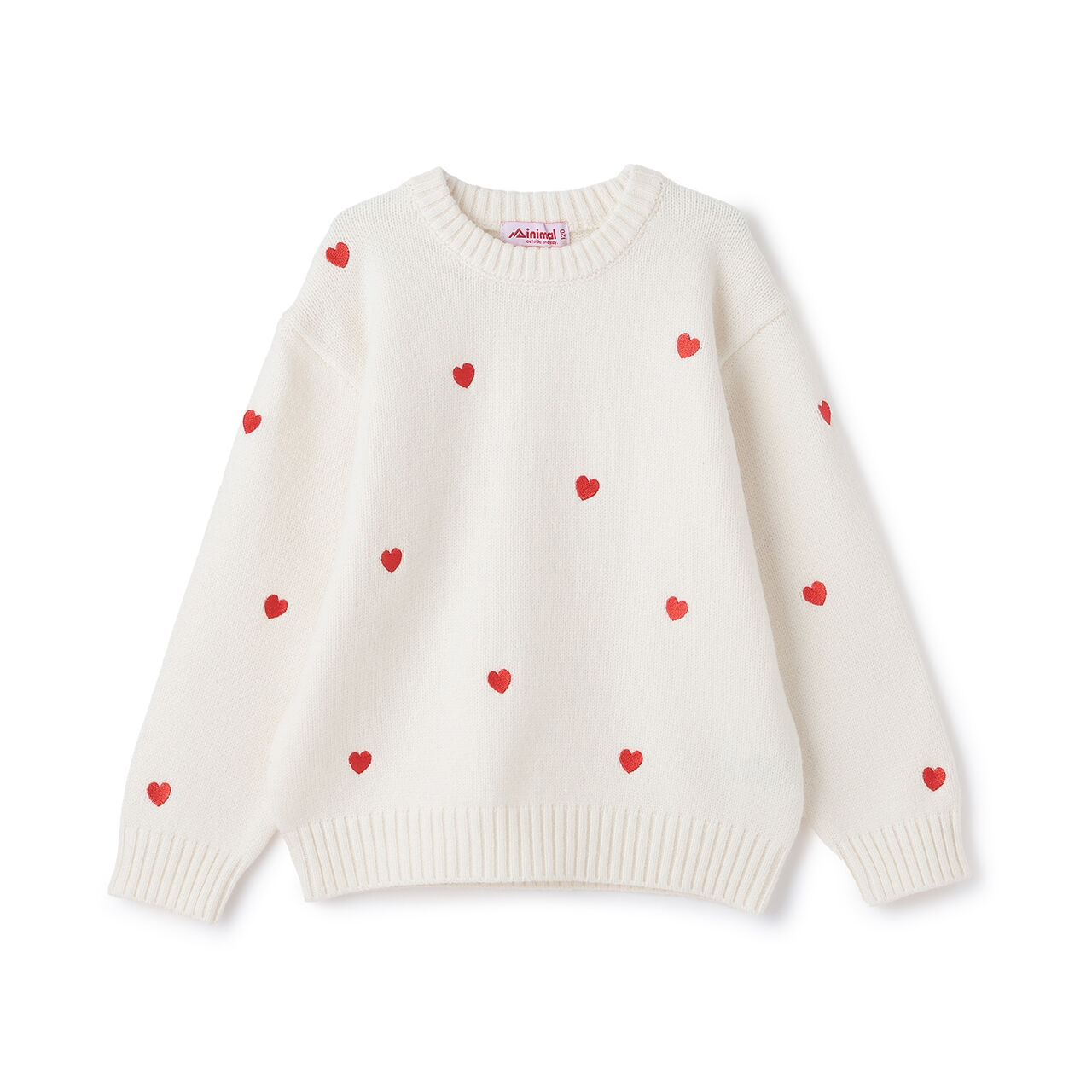 Heart Embroidery Knitwear,Off white, large image number 6
