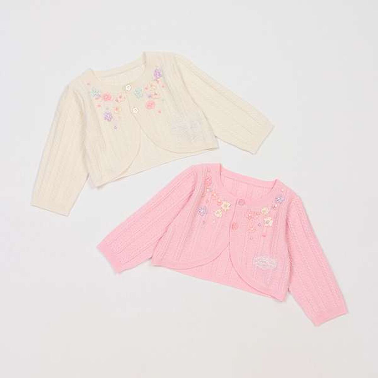 Ribbon Embroidery Knit Bolero,Off white, large image number 6