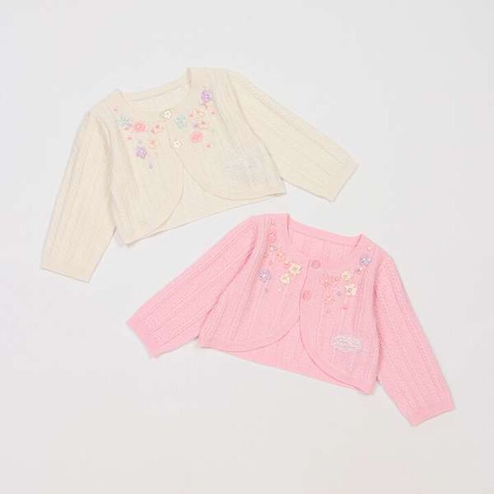 Ribbon Embroidery Knit Bolero,Off white, medium image number 6