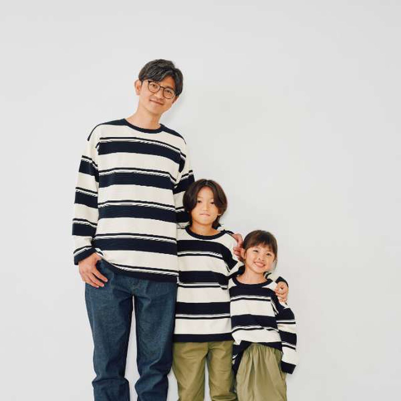[Matching with Dad Outfit] Kids Stripe Pattern Big Long Sleeve T-Shirt,Green, large image number 16