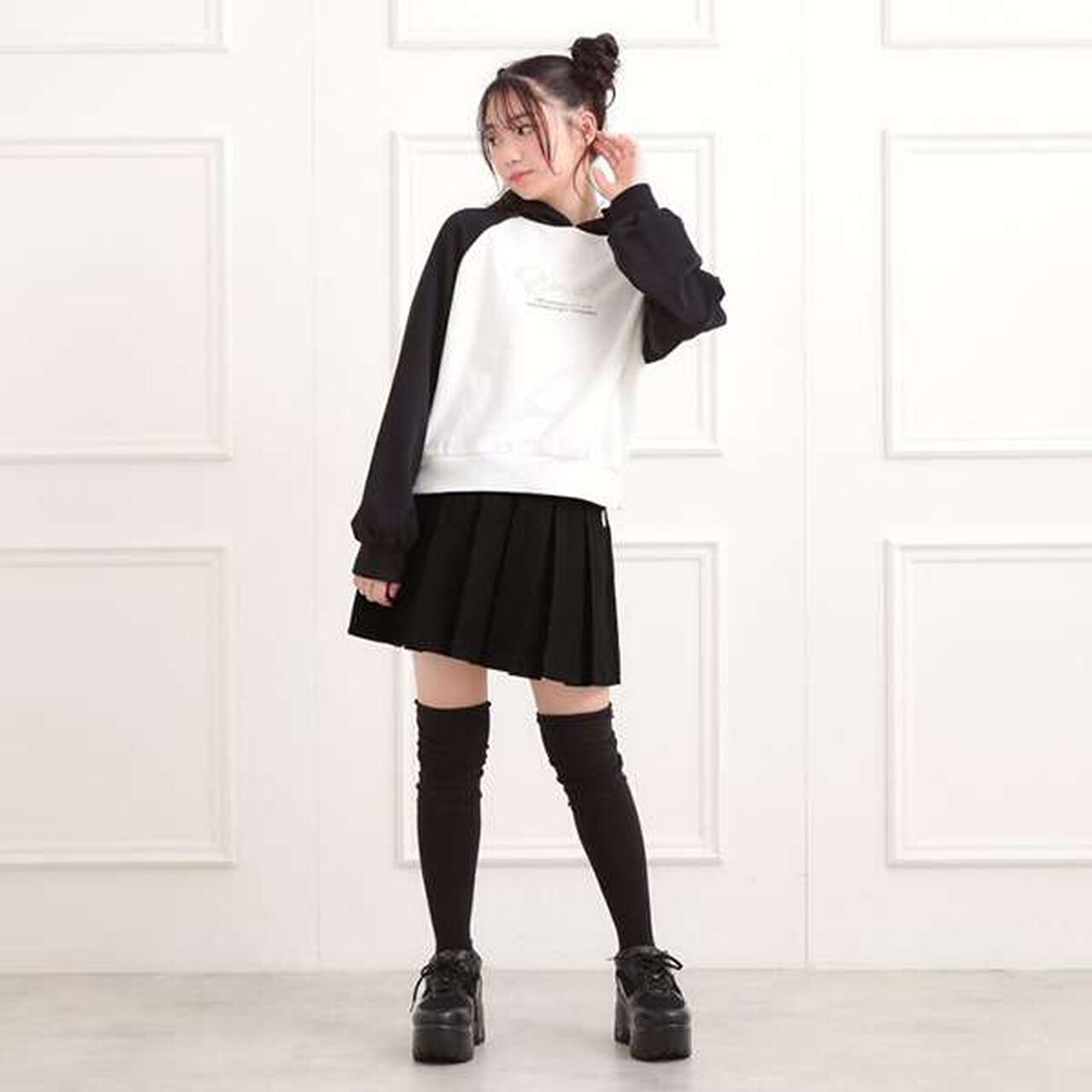 Brushed Pleated Skirt,Charcoal gray, large image number 9