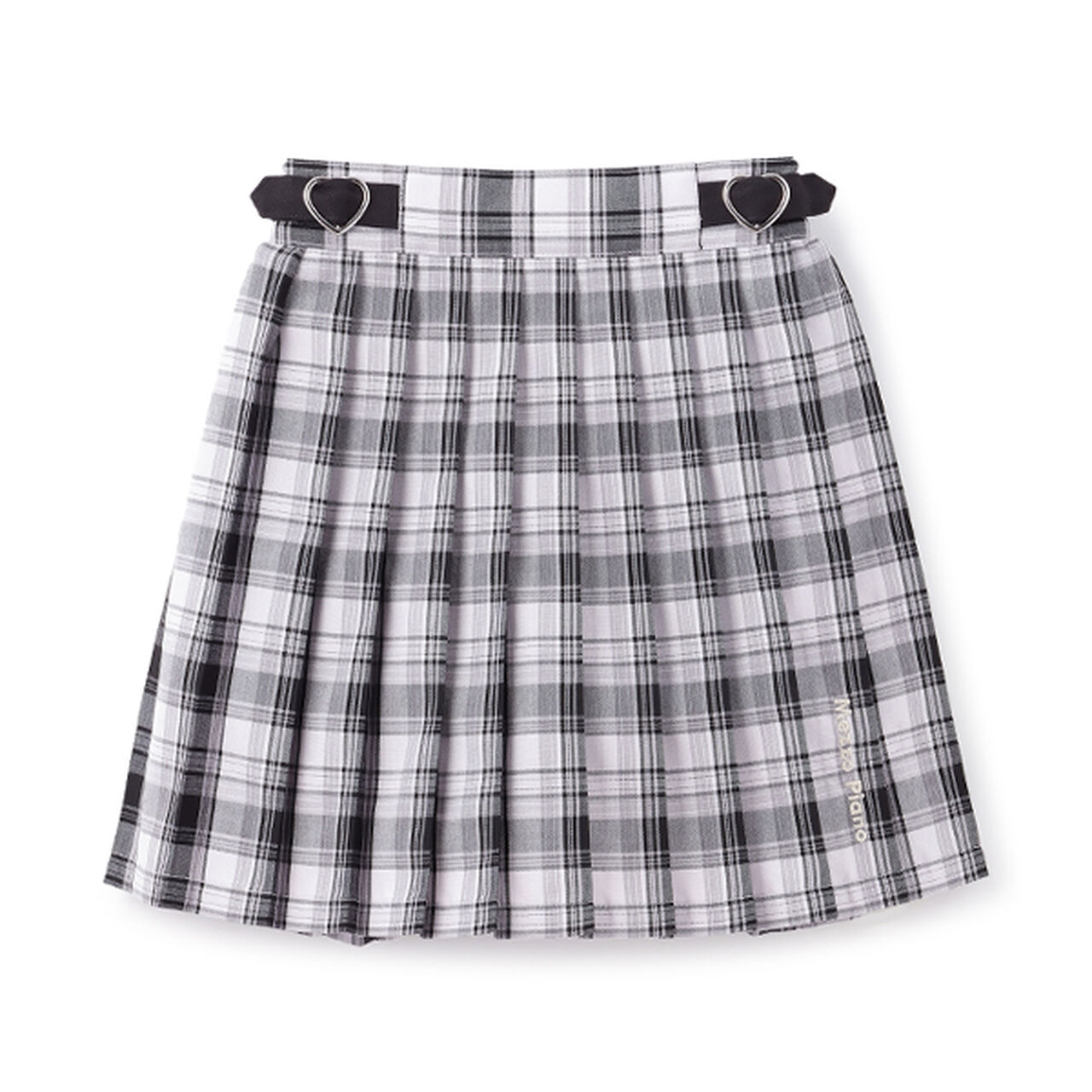 Side Heart Belt Check Pleated Skirt-Pants,Sax blue, large image number 10