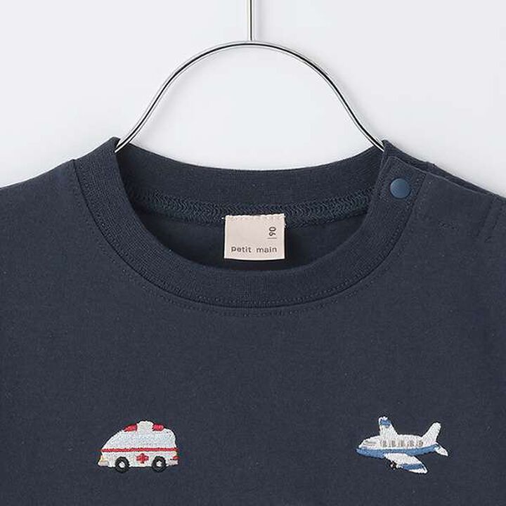 [Cool Touch] Working Vehicles Embroidered Short Sleeve T-Shirt,Charcoal gray, medium image number 2