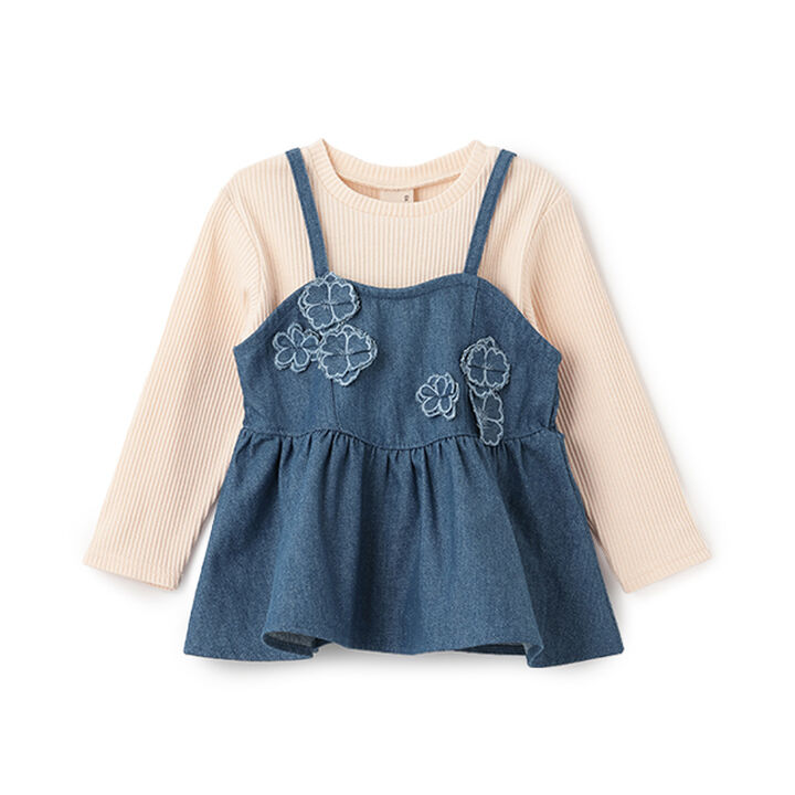 [Link] Floral Bustier Long Sleeve T-Shirt Set (Kids Size),Ivory, medium image number 14