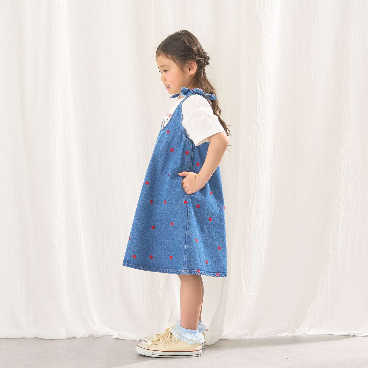 [Tomodeni] Assorted Embroidered All-Over Pattern Flare One-Piece Dress,Blue, large image number 14