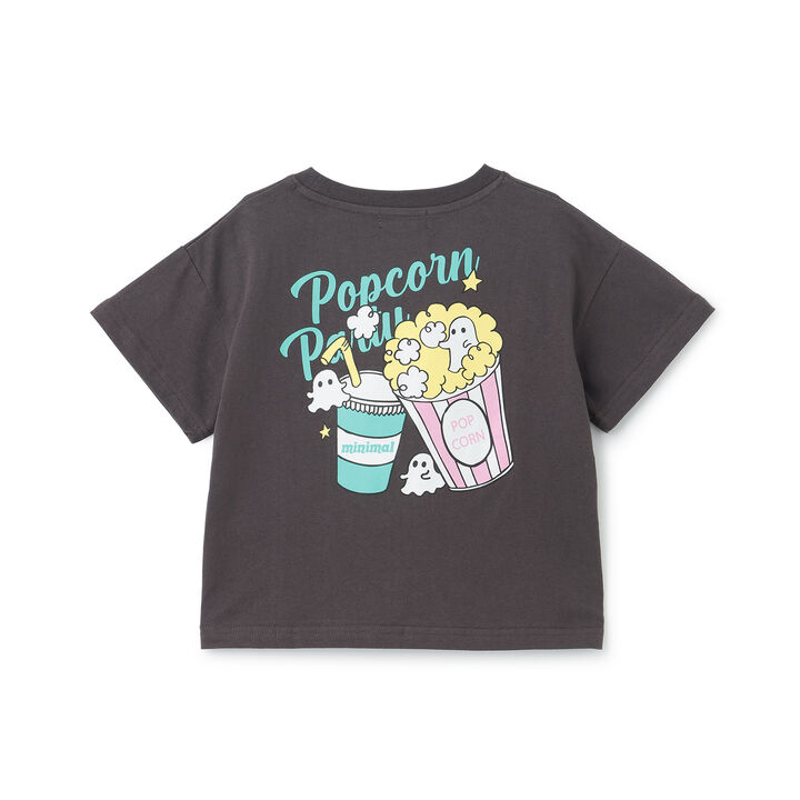 [Cotton 100%] Loose Short Sleeve T-Shirt with Ghost Illustration,Charcoal gray, medium image number 2