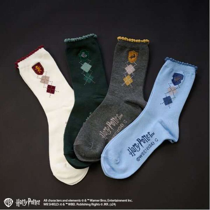 [Harry Potter] Argyle Crew Socks,Off white, medium image number 12
