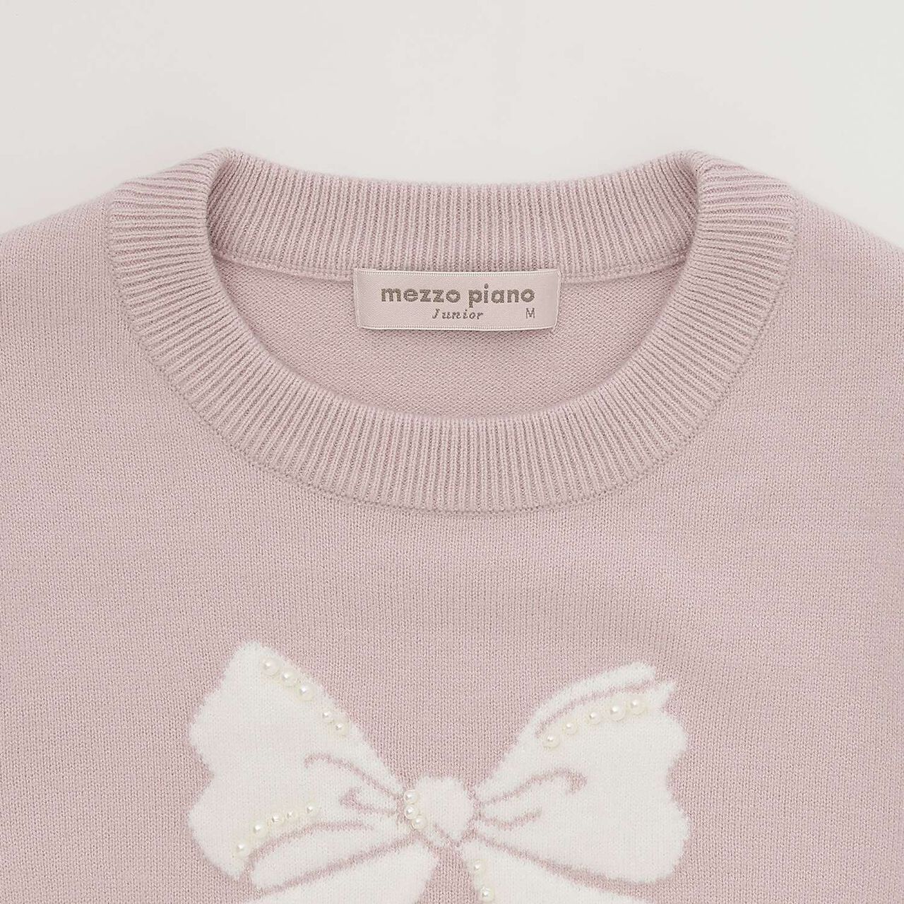 Knit Pullover with Pearl-Accent Ribbon,Light pink, large image number 6
