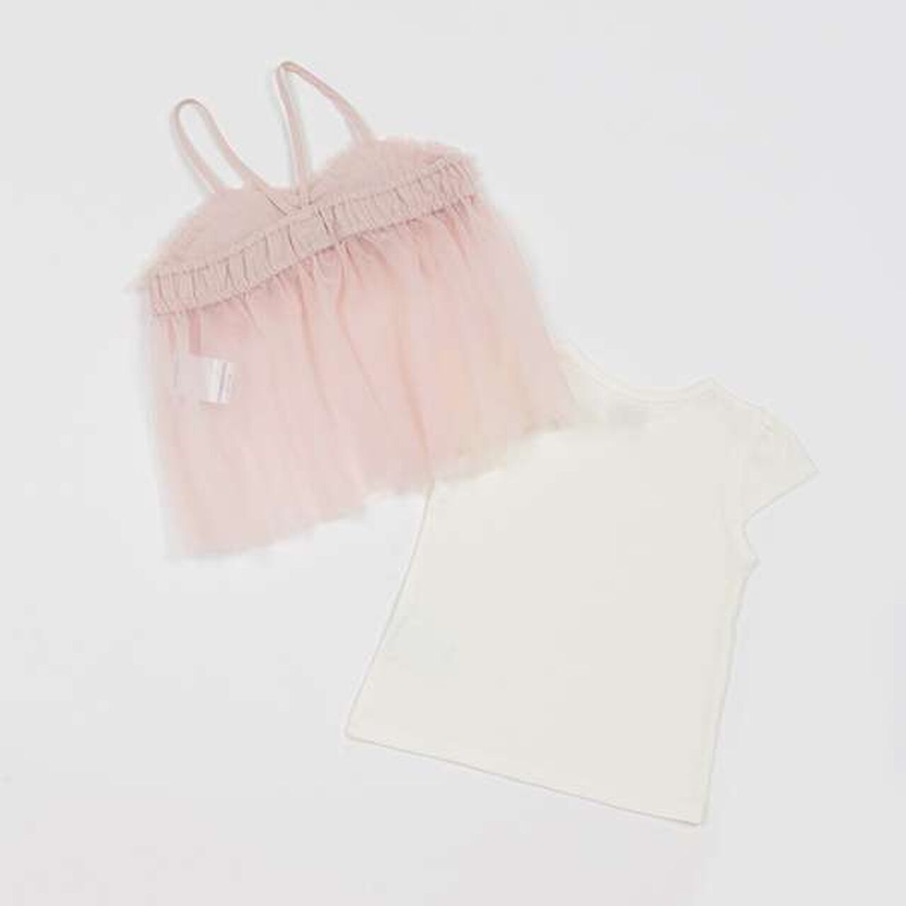 Tulle Camisole T-Shirt Set (Kids),Charcoal gray, large image number 1