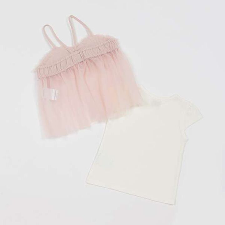 Tulle Camisole T-Shirt Set (Kids),Charcoal gray, medium image number 1