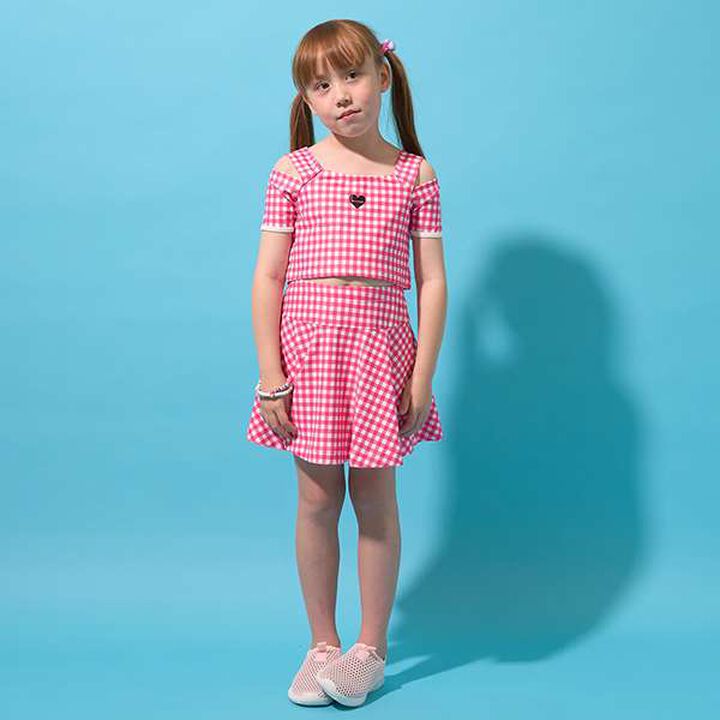 [UV Protection/SWIM] Off-Shoulder Top with Flare Skirt Pants,, medium