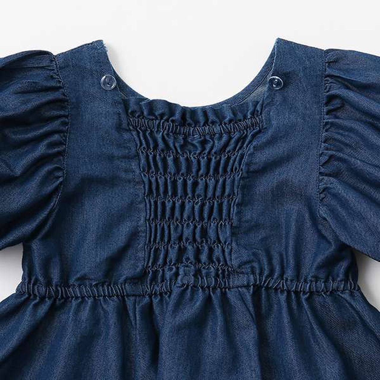 Puff Sleeve Peplum One-Piece Dress,Blue, large image number 11