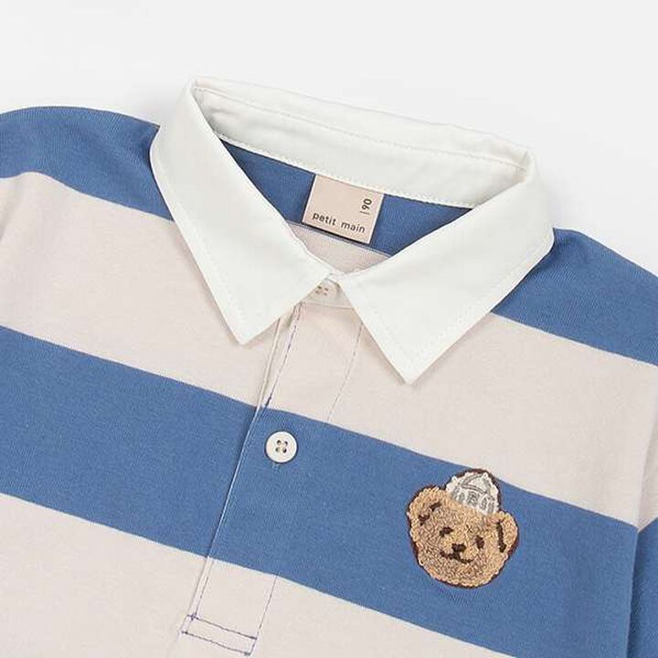 [Link] Wide Stripe Rugby Shirt (Kids),Moderate blue, medium image number 10