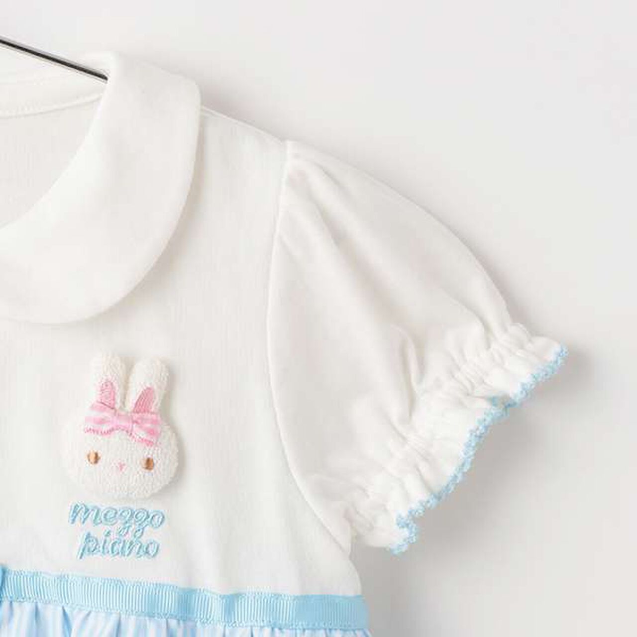 Short-Sleeve Romper with Rabbit Mascot Skirt,Light blue, large image number 4