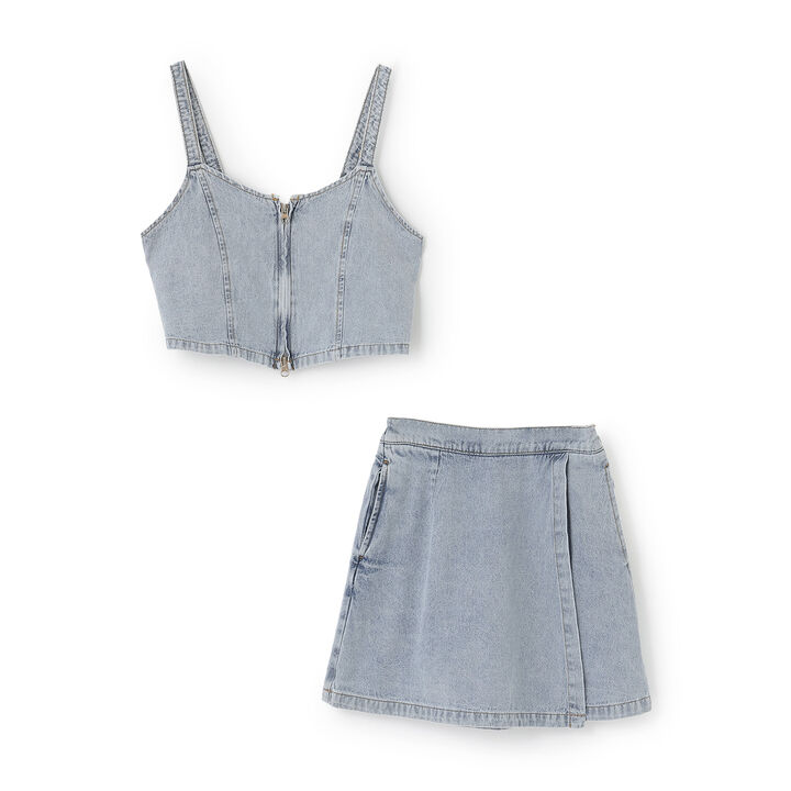 Denim Skirt Set,Blue, medium image number 2