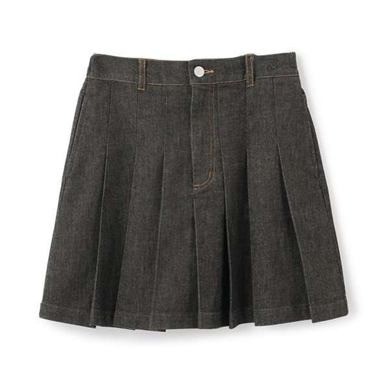 [AMI] Embroidered Glitter Denim Skirt with Shorts,Black, large image number 1