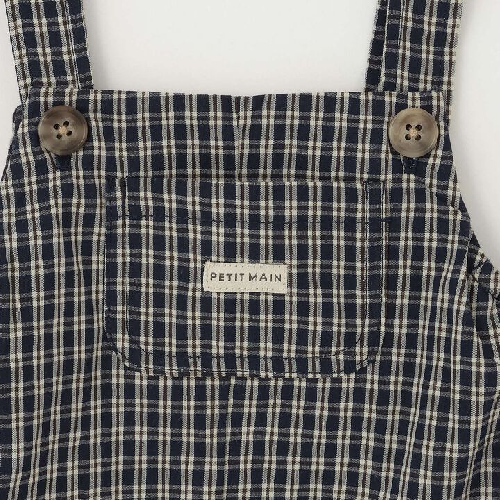 Checkered Overalls Set,Navy, medium image number 11