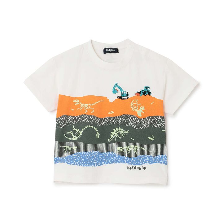Glow-in-the-Dark Print Strata and Fossil Short Sleeve T-Shirt,Off white, medium image number 0