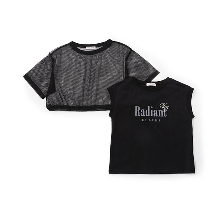 Mesh T-Shirt & T-Shirt Set,Black, medium image number 6