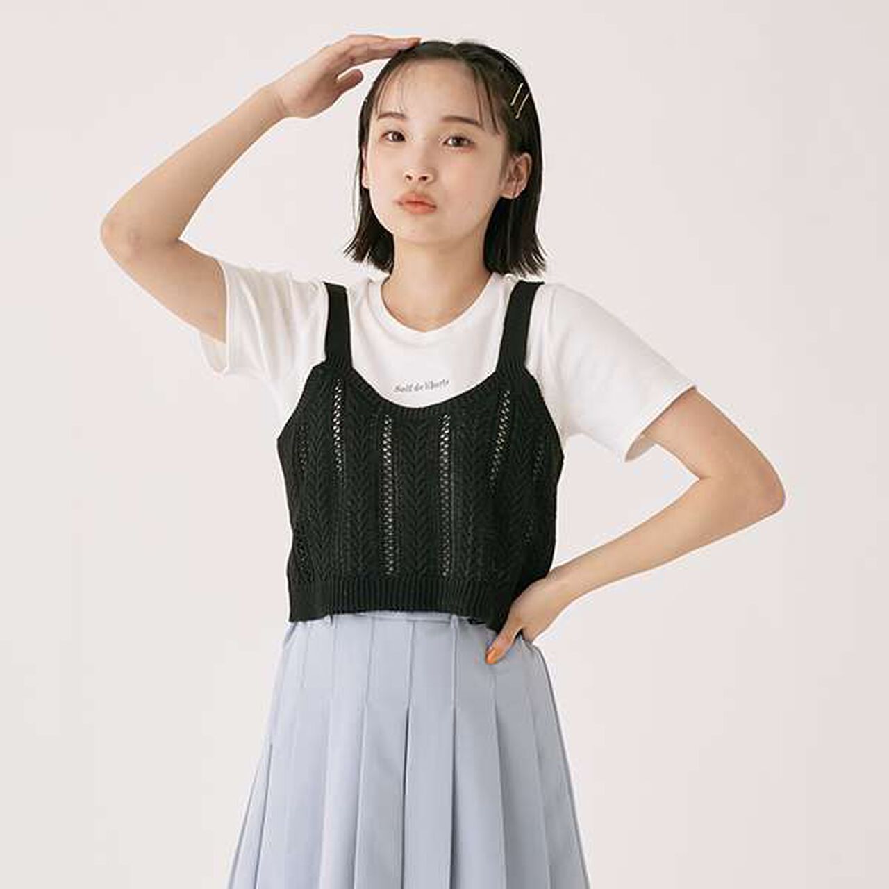 Knit Vest Inner Wear Set,Emerald green, large image number 7