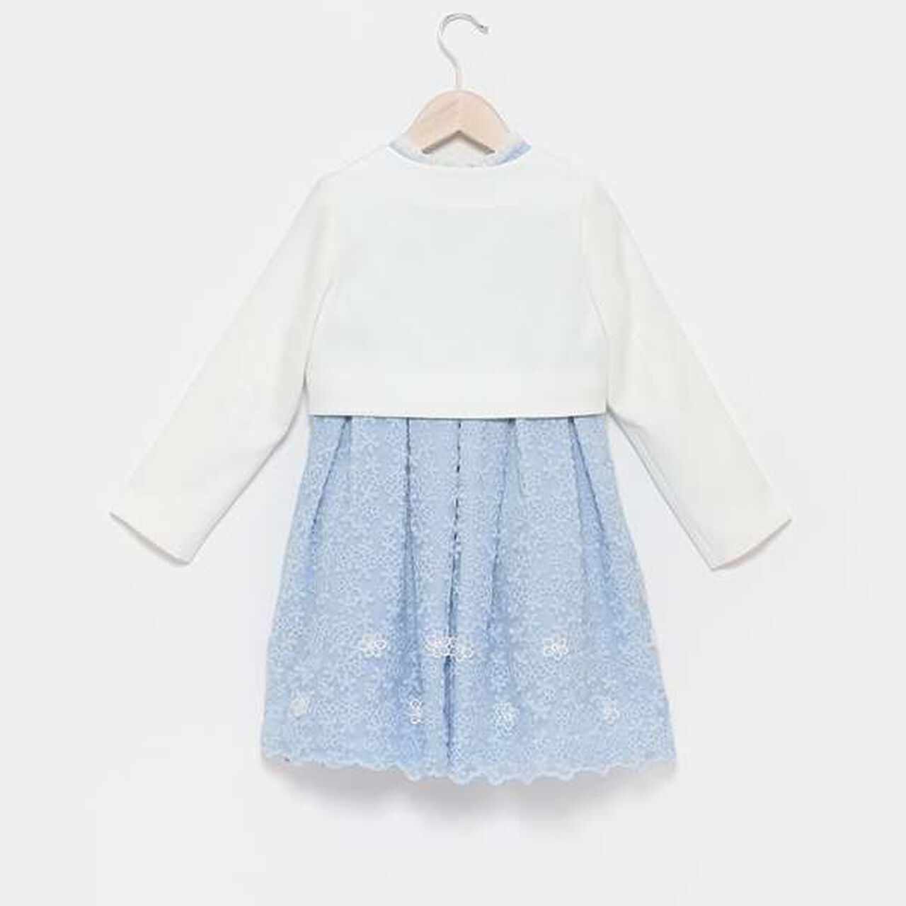 Kids Bolero Jacket + Lace Dress Set,Sax blue, large image number 1