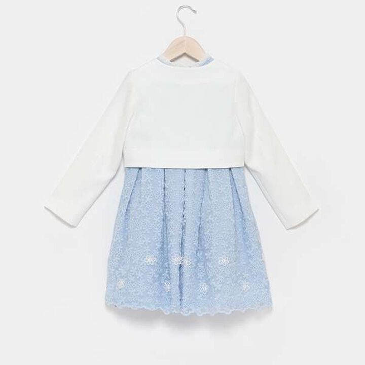 Kids Bolero Jacket + Lace Dress Set,Sax blue, medium image number 1