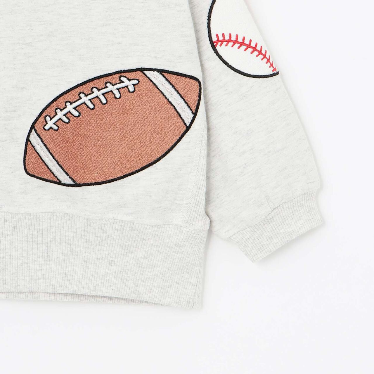 Ball Appliqu&eacute; Long-Sleeve T-Shirt,Smoke white, large image number 12