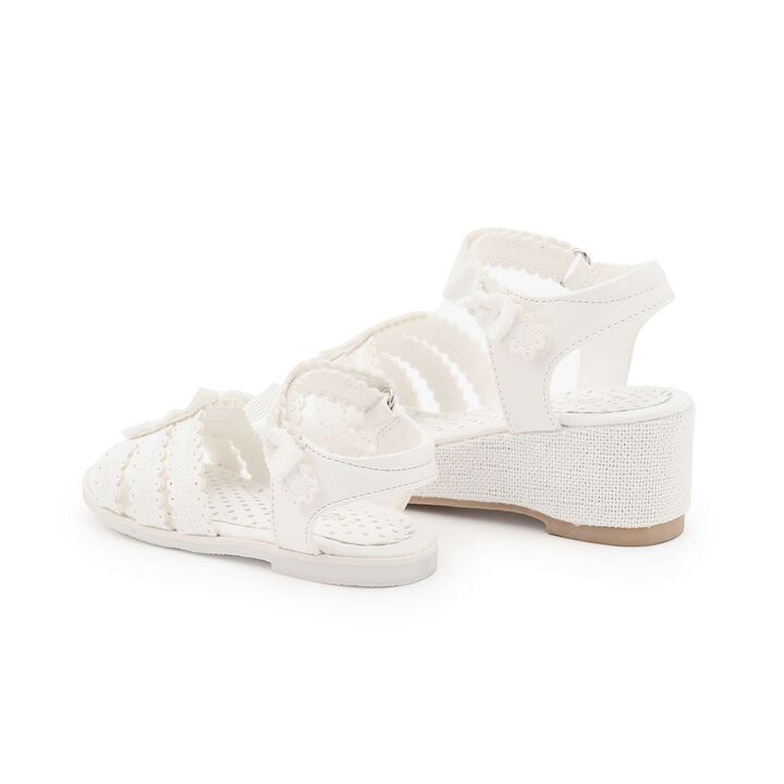 Ribbon Wedge Heel Sandals,White, medium image number 6