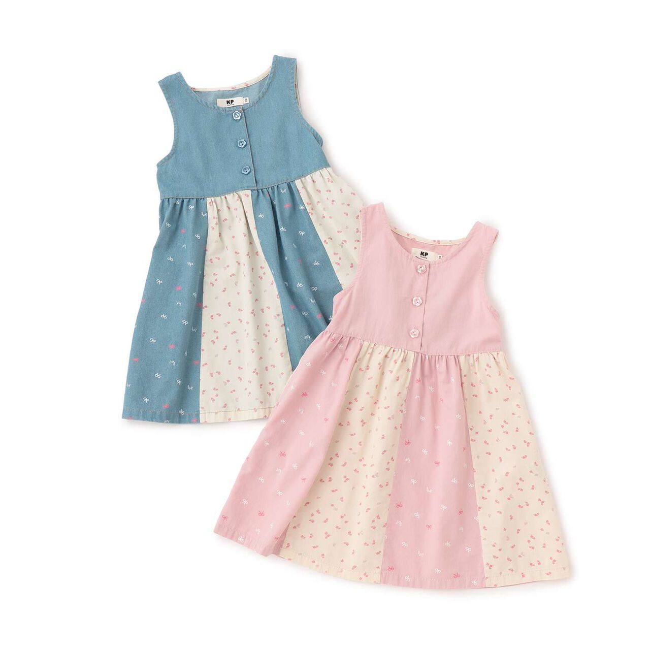 Denim All-Over Print Jumper Skirt,Pink, large image number 9